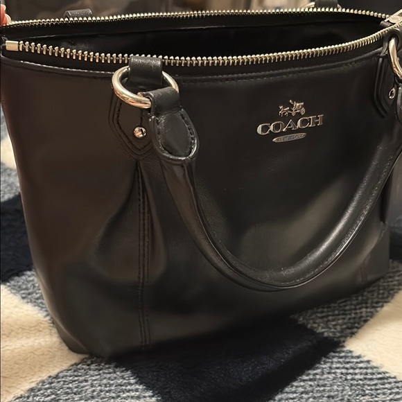 Coach Black Leather Satchel with Silver Hardware - Picture 2 of 5